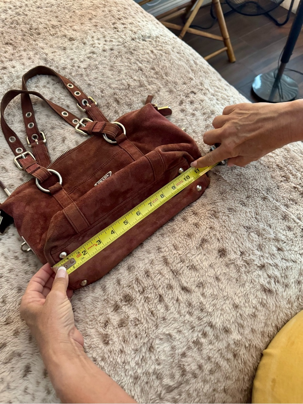 Prada Rust Brown Suede Shoulder Bag - Picture 13 of 15